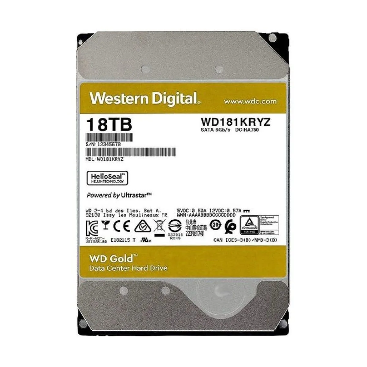 WD Gold 18TB HA750 3.5 HDD SATA 6GB/s | P/N: 6EG4357L